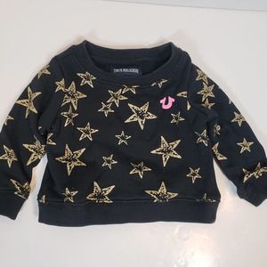 True Religion Baby Black Gold Stars Pullover Sz 12M Sweatshirt